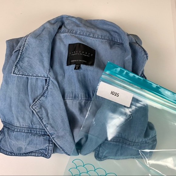 ANTHROPOLOGIE Sanctuary Chambray Button-down cinched waist Denim sleeveless Vest - Picture 11 of 11